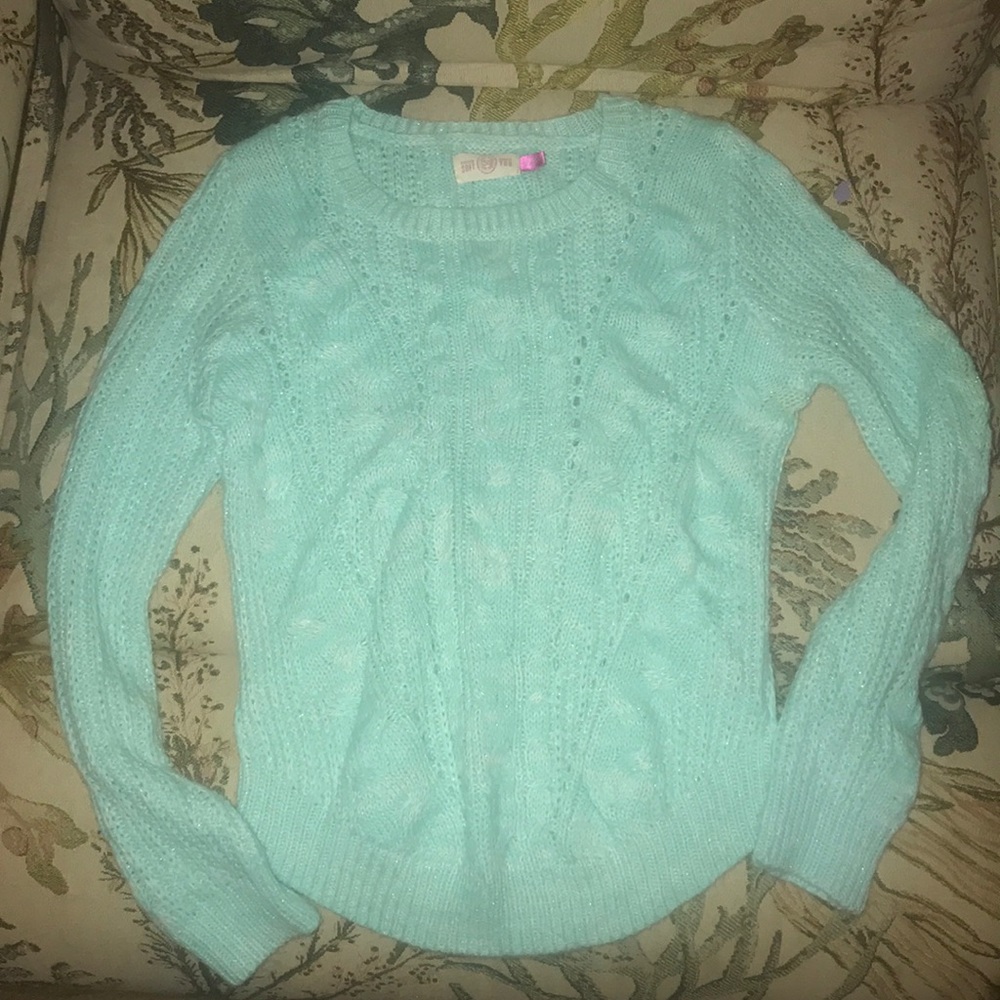 Teal Cozy Sweater with shimmer sparkle thread